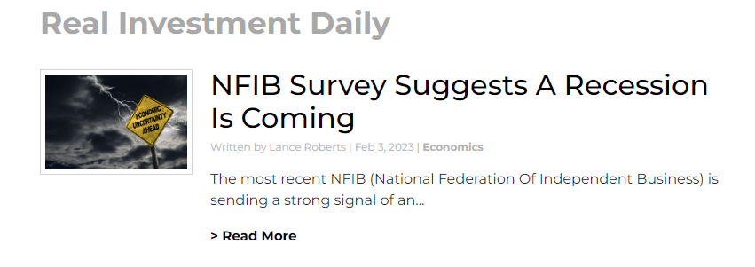 Macroview Blog - NFIB Survey suggests a recession