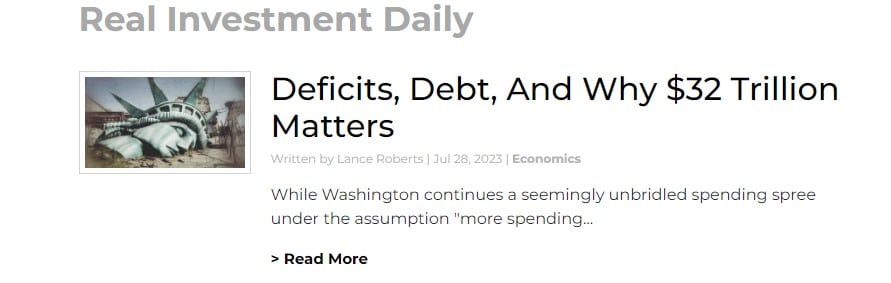 The Real Investment Daily featured article on "Deficits, Debt, and Why $32 Trillion Matters"