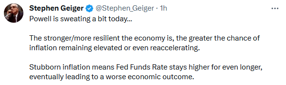 Tweet of the day by @Stephen_Geiger - Powell yields volatility economic activity.