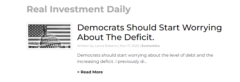 Real Investment Daily featured article "Democrats Should Start Worrying About The Deficit."