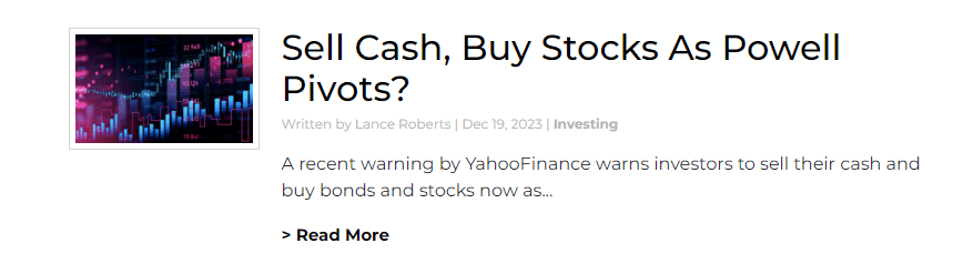 Real Investment Daily featured article "Sell Cash, Buy Stocks As Powell Pivots?"