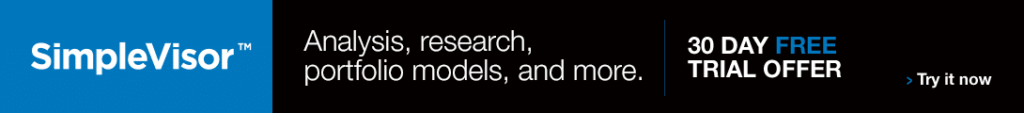 Ad for SimpleVisor, the do-it-yourself investing tool by RIA Advisors. Analysis, research, portfolio models, and more. 30 day free trial offer. Click to try it now.