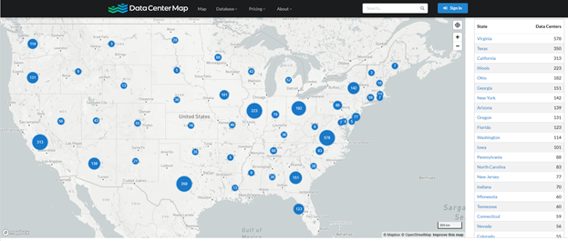 data center locations natural gas