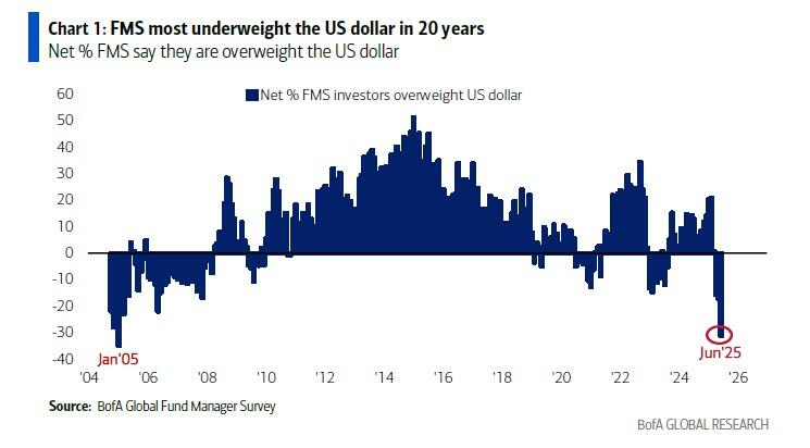 Short positions on the dollar