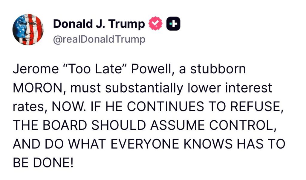 trump tweet to powell