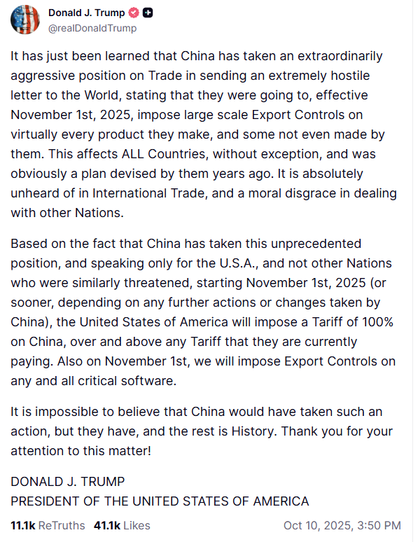 President Trump Statement on China